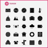 Tourism Solid Glyph Icon Pack For Designers And Developers Icons Of Temperature Thermometer Weather No Smoking Tourism Travel Smoking Vector