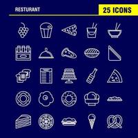 iconos de línea de restaurante establecidos para infografías kit uxui móvil y diseño de impresión incluyen comida de zanahoria botella de comida vegetal comida comida mostaza eps 10 vector