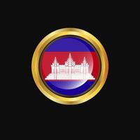 Cambodia flag Golden button vector