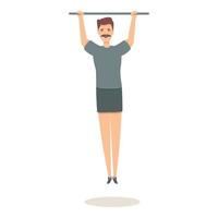 Horizontal bar exercise icon cartoon vector. Sport man vector