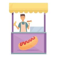 Glass hot dog seller icon cartoon vector. Street food vector