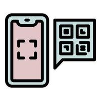 Find phone qr code icon outline vector. Scanner screen vector