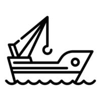 Marine port crane ship icon, outline style vector