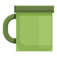 vector de dibujos animados de icono de taza de camping. taza de metal