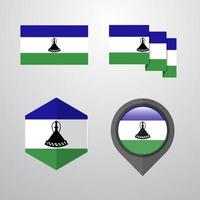 Lesotho flag design set vector