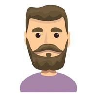 Man with beard and mustache icon, cartoon style vector