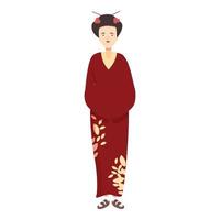 vector de dibujos animados de icono de geisha asiática. mujer niña