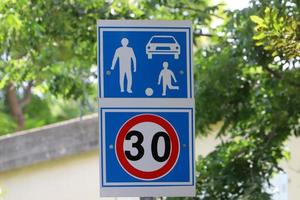 Road information sign installed on the side of the road in Israel. photo