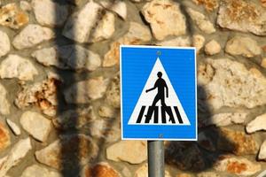 Road information sign installed on the side of the road in Israel. photo