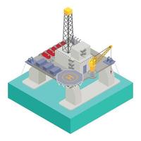 Oil extraction platform icon, isometric style vector