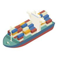 Container ship icon, isometric style vector