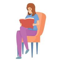 Weekend book reading icon, cartoon style vector