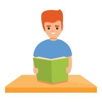 Book reading child icon, cartoon style vector