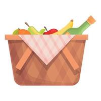 Picnic food basket icon cartoon vector. Hamper bread vector