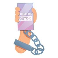 icono de teléfono inteligente de desintoxicación digital, estilo de dibujos animados vector