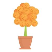 Money blog flower pot icon cartoon vector. Profit strategy vector