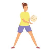 vector de dibujos animados de icono de voleibol de juego de niña. escuela de deportes