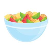 sabroso icono de ensalada de frutas, estilo de dibujos animados vector