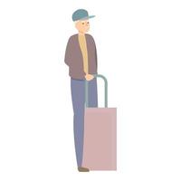 Grandpa travel icon cartoon vector. Senior old man vector