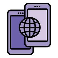 vector de contorno de icono de transferencia móvil. pago en línea