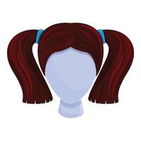 icono de peluca de niña, estilo de dibujos animados vector