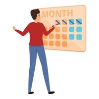 Month time management icon, cartoon style vector