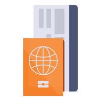 Passport and air ticket icon, cartoon style vector
