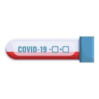 Covid test tube icon, cartoon style vector