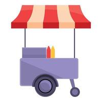 Hot dog trolley icon, cartoon style vector