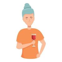 vector de dibujos animados de icono de sommelier de abuela. Copa de vino