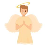 Angel boy icon, cartoon style vector