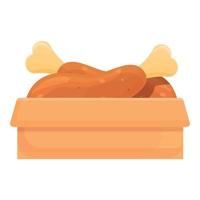 Cooked chiken icon, cartoon style vector