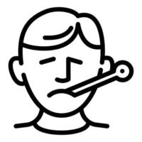 Flu high temperature icon, outline style vector