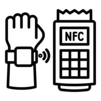 Nfc payment icon, outline style vector