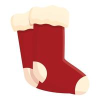 vector de dibujos animados de icono de calcetín de lana roja. pie de invierno