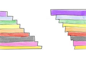 Drawing of rainbow colours with texts 'Happy Pride Month 2023', concept for LGBTQAI community celebrations in pride month around the world. photo