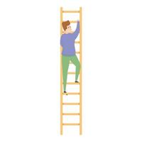 Ladder evacuation icon, cartoon style vector