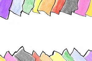 dibujo de colores del arco iris con textos 'feliz mes del orgullo 2023', concepto para celebraciones de la comunidad lgbtqai en el mes del orgullo en todo el mundo. foto