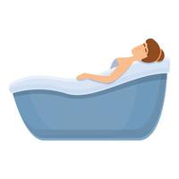 Self care bathtub icon, cartoon style vector