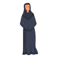 Woman monk icon cartoon vector. Priest meditate vector