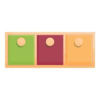 Montessori drawer icon cartoon vector. Wood toy vector