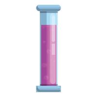 Pink test tube icon cartoon vector. Lab research vector