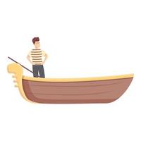 Italia gondolier icon cartoon vector. Venice gondola vector