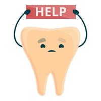 Help tooth caries icon, cartoon style vector
