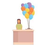 Desk balloon sell icon cartoon vector. Street seller vector