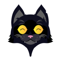 desenho animado de rosto feliz de gato preto fofo png