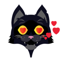 black cat in love face cartoon cute png