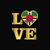 amor tipografía dominica bandera diseño vector oro letras