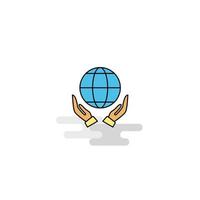 Flat Globe in hands Icon Vector