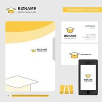 Convocation cap Business Logo File Cover Visiting Card and Mobile App Design Vector Illustration